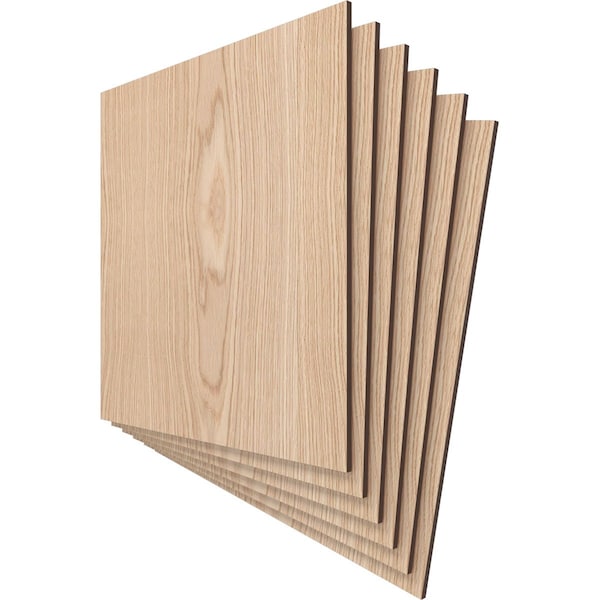 15 3/4W X 15 3/4H X 1/4T Wood Hobby Boards, Red Oak, 6PK